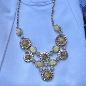 New York & Company Gold and Yellow Floral Necklace